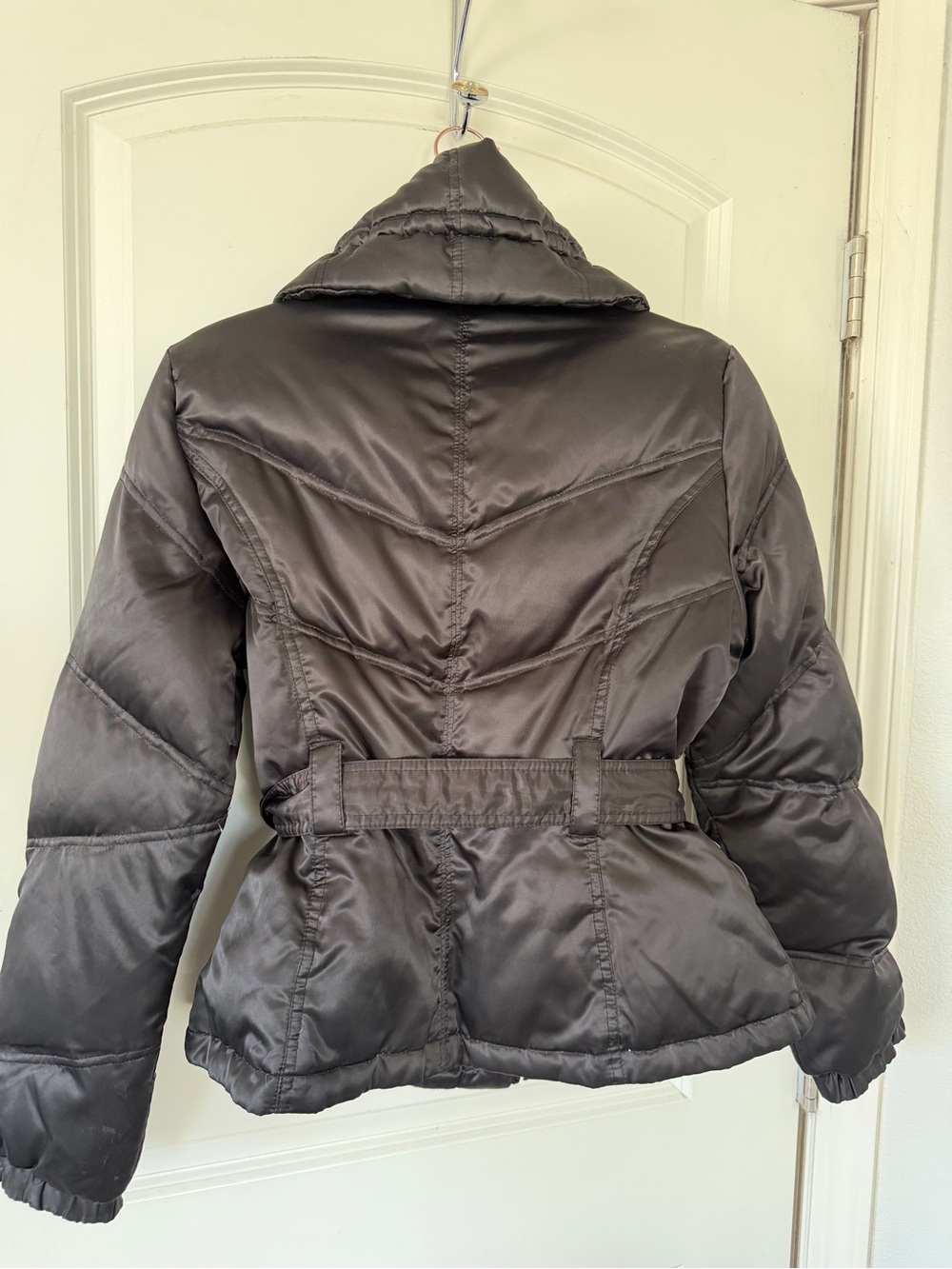 Nine West Women's Black Quilted Belted Puffer Coat - Picture 2 of 5